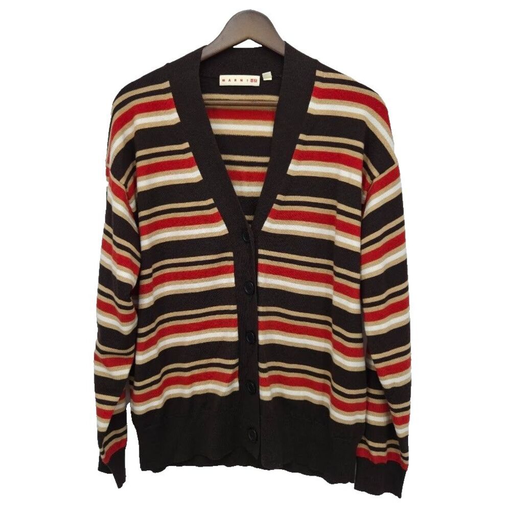 Marni X Uniqlo Merino Blend Striped Oversized Cardigan Sweater Size Small